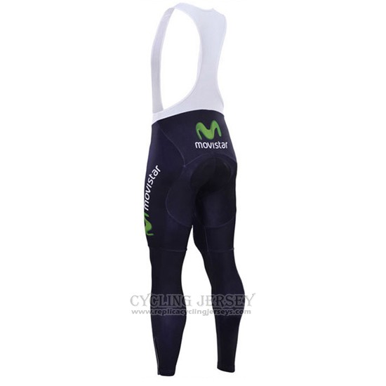 2016 Cycling Jersey Movistar White and Blue Long Sleeve and Bib Tight